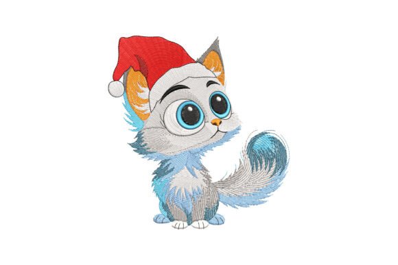 A Festive Santa Cat Embroidery Design for Cozy Handmade Gifts