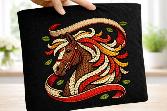 A Vintage Horse Embroidery Design for Fall Apparel