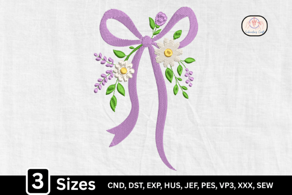 Coquette Ribbon Floral Lavender Bow Embroidery Design Review