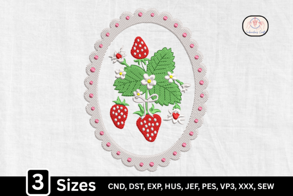 Floral Strawberry Oval Monogram Frame: A Vintage Embroidery Design Review