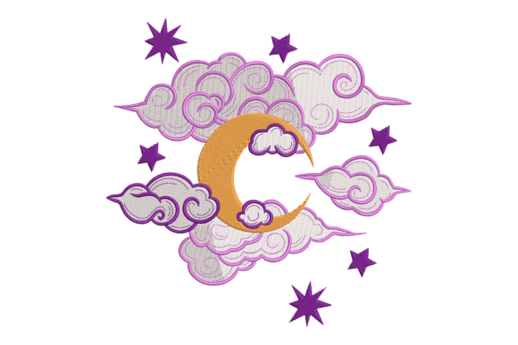 Purple Stars Moon Clouds Embroidery Design Review