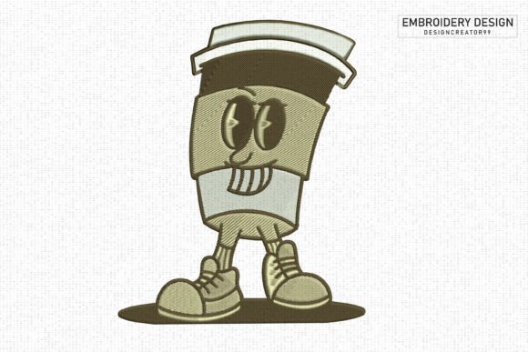 Retro Coffee Cup Character Embroidery Design Review