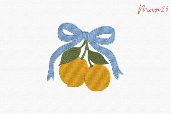 Sweet Citrus Duo: A Fresh & Elegant Embroidery Design